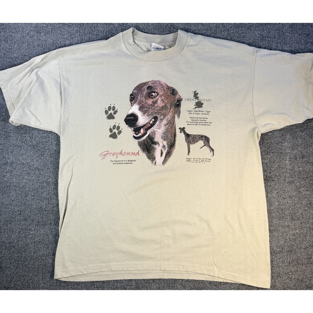Vintage 90s Greyhound Dog Breed T-Shirt XL Fruit of the Loom BEST Great Britain